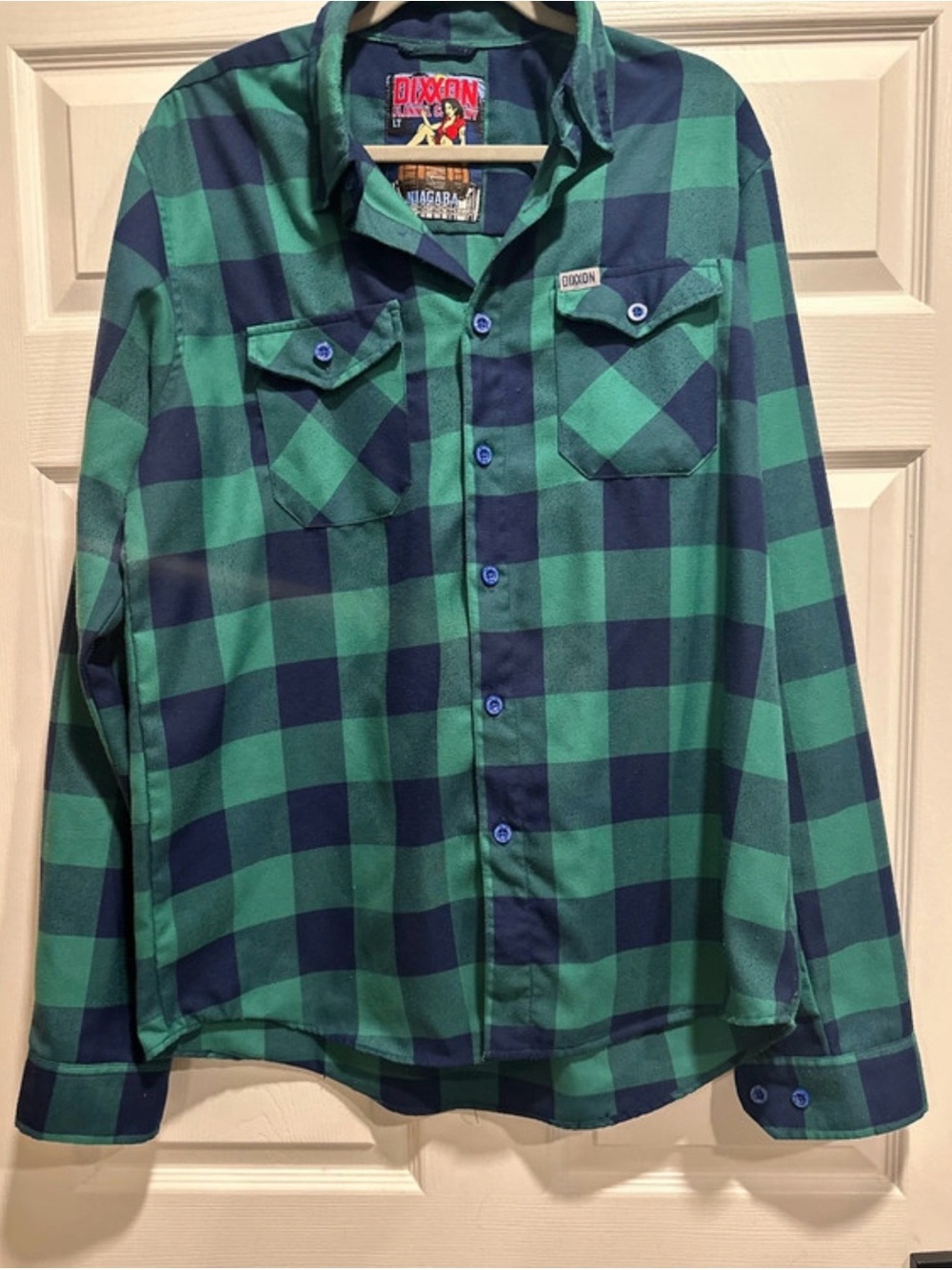 DIXXON Navy & Green Check Plaid Button-Down Shirt